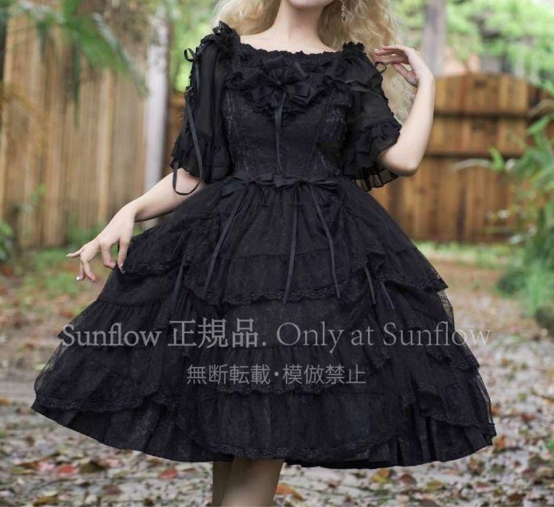 ♥ ゴスロリロリータドレス jskゴシック森ガール フリルドレス