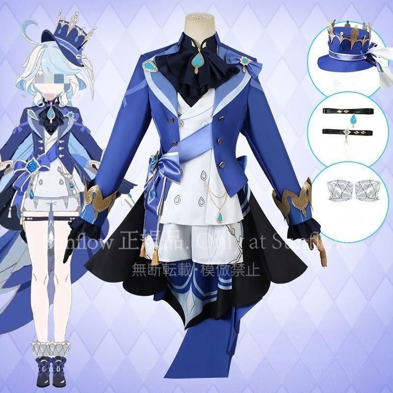 フォカロルス フォンテーヌ 水神 すいじん キャラクター コスプレセット フルセット ウィッグ付き-靴追加 可 cosplay 演出服 舞台装 プレゼント ハロウイーン