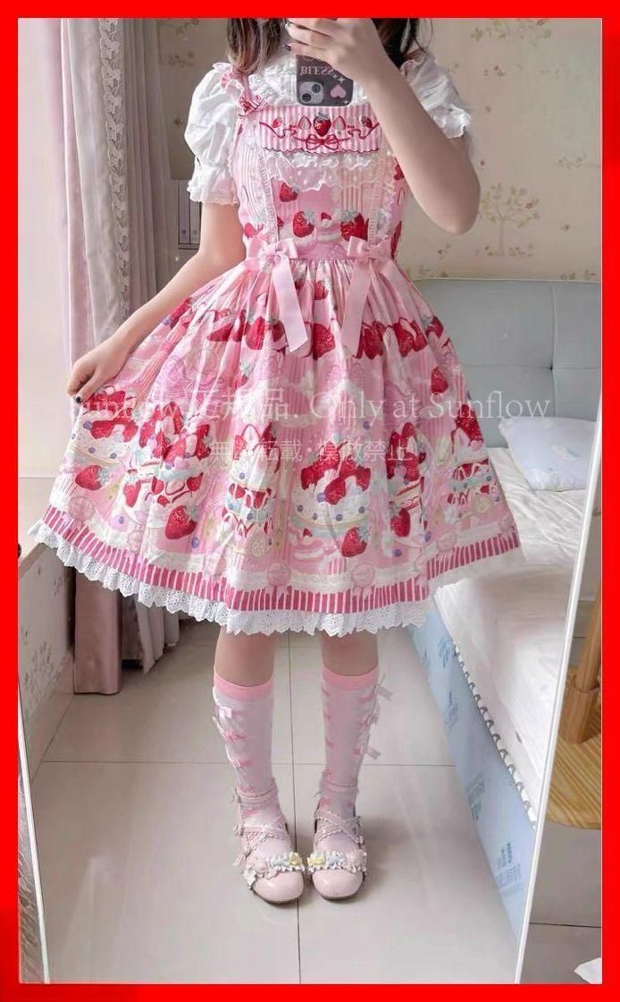 女子会やお出かけに最適ケーキ柄ロリータワンピース