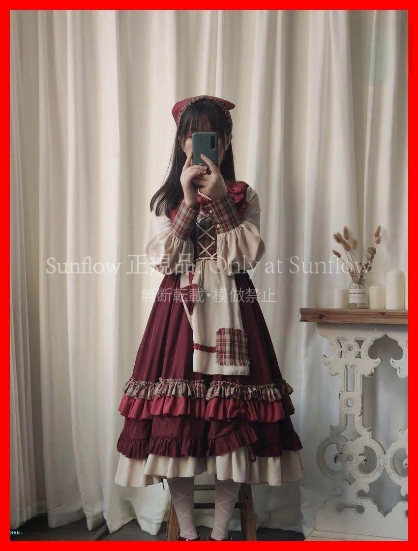 ロリータひざ丈チェック柄ワンピース＆ケープセット普段着女子会