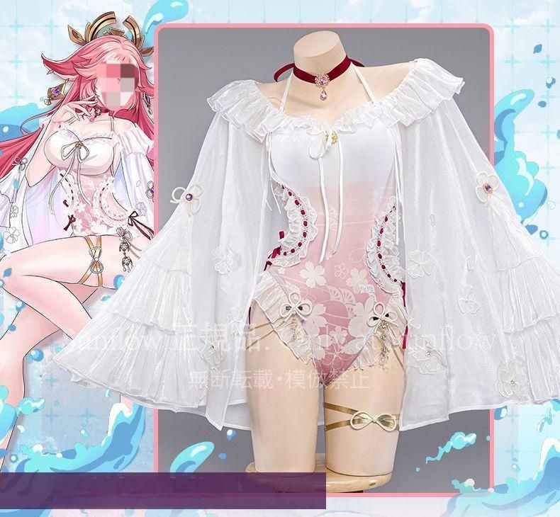 珊瑚宮心海 八重神子 水着 コスプレ衣装 セクシー オフショルダー風 ワンピース型水着 豪華セット 撮影会 プレゼント イベント用