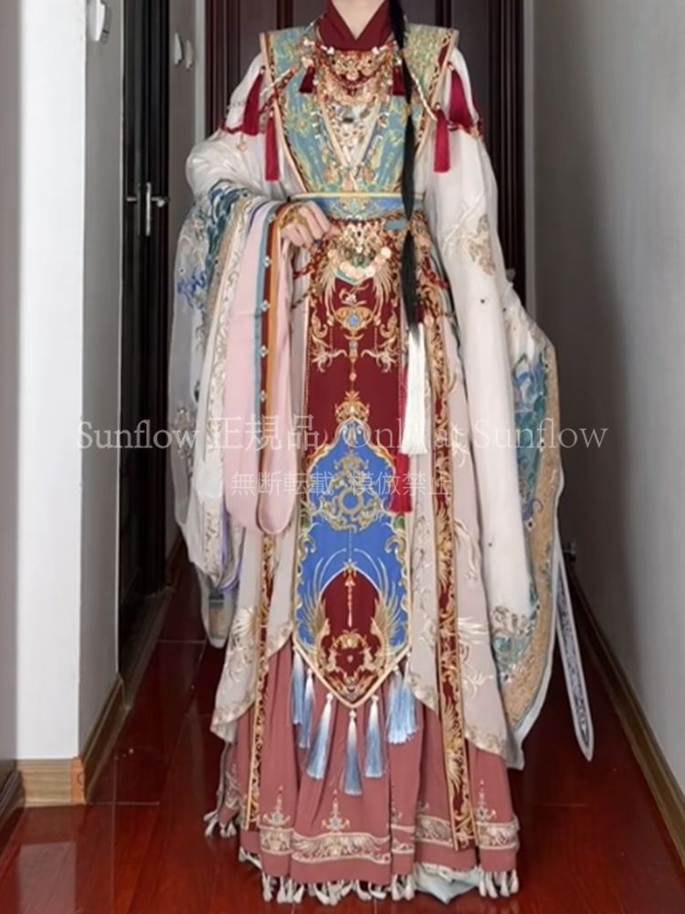 豪華刺繍付き 南北朝風 漢服セット 冬用加絨 6点フルセット 大袖＆斗篷付き 撮影会 舞台演出 イベント用 新年 伝統美 プレゼントにも最適