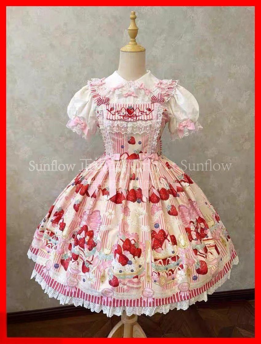 女子会やお出かけに最適ケーキ柄ロリータワンピース