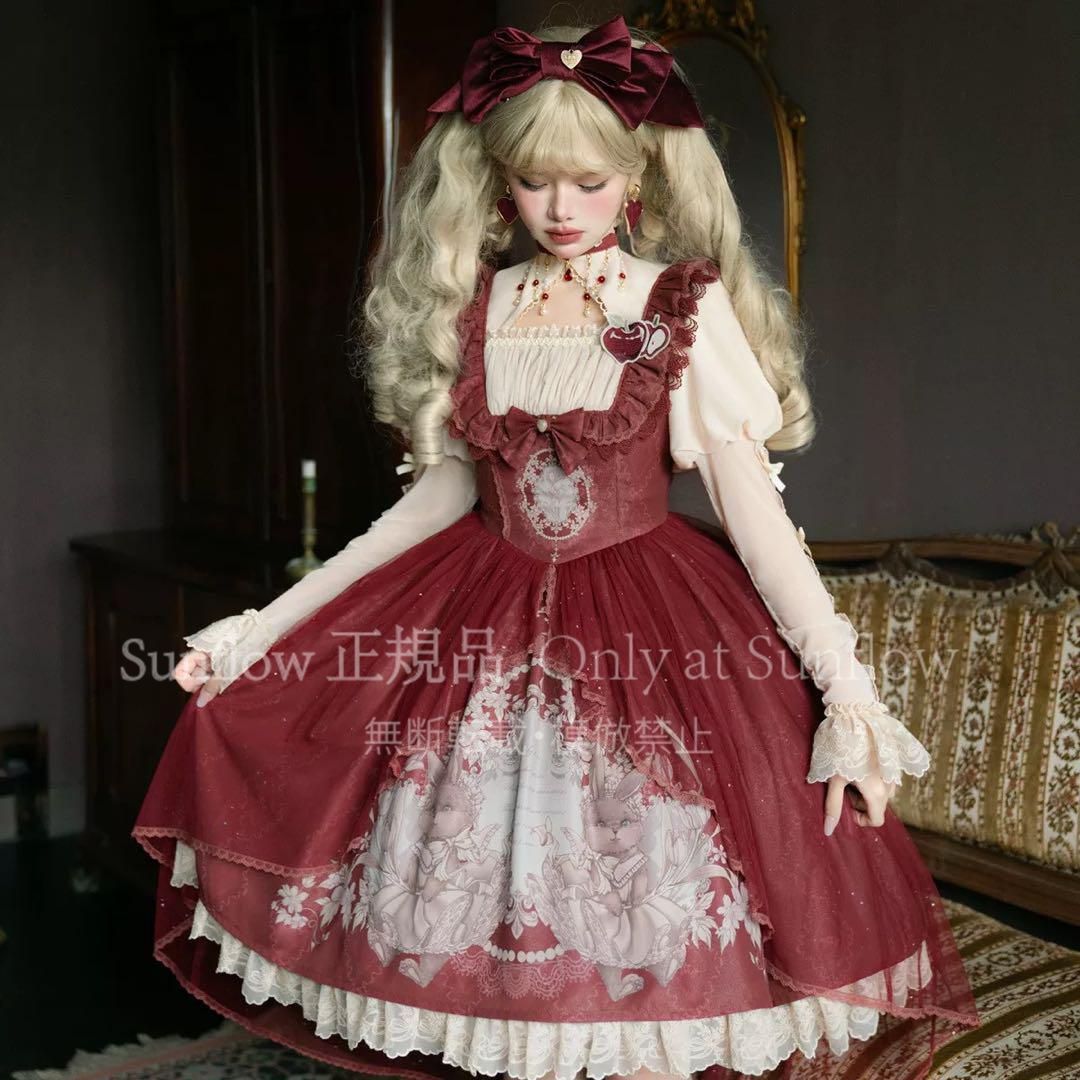  クラシカルロリータ 優雅なアンティーク感あるロリータジャンパースカート ゴスロリ ロリータ コスプレ衣装