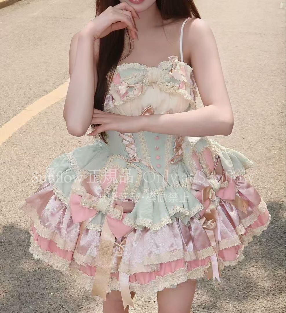 新品未使用】【初チェリーウサギ】可愛いピンクグリーングラデーション