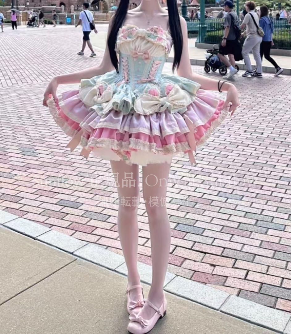 新品未使用】【初チェリーウサギ】可愛いピンクグリーングラデーション