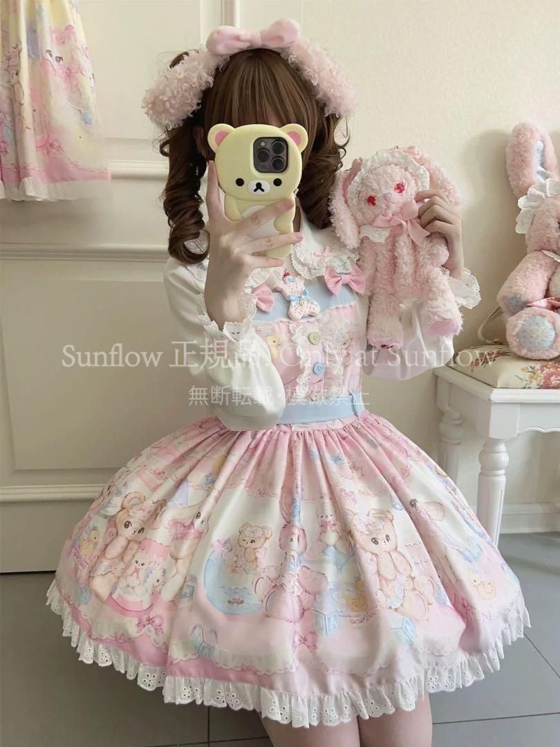 春ロリータセットアップ ジャンスカ ブラウス 女子会デートに最適 撮影会 舞台 イベント