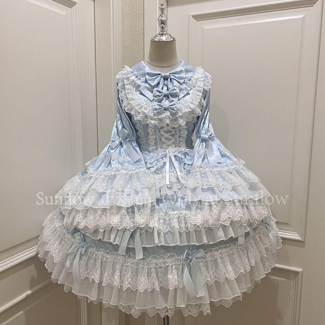 黛薇爾 ゴスロリロリータドレス doll長袖opロリィタ姫袖 水色