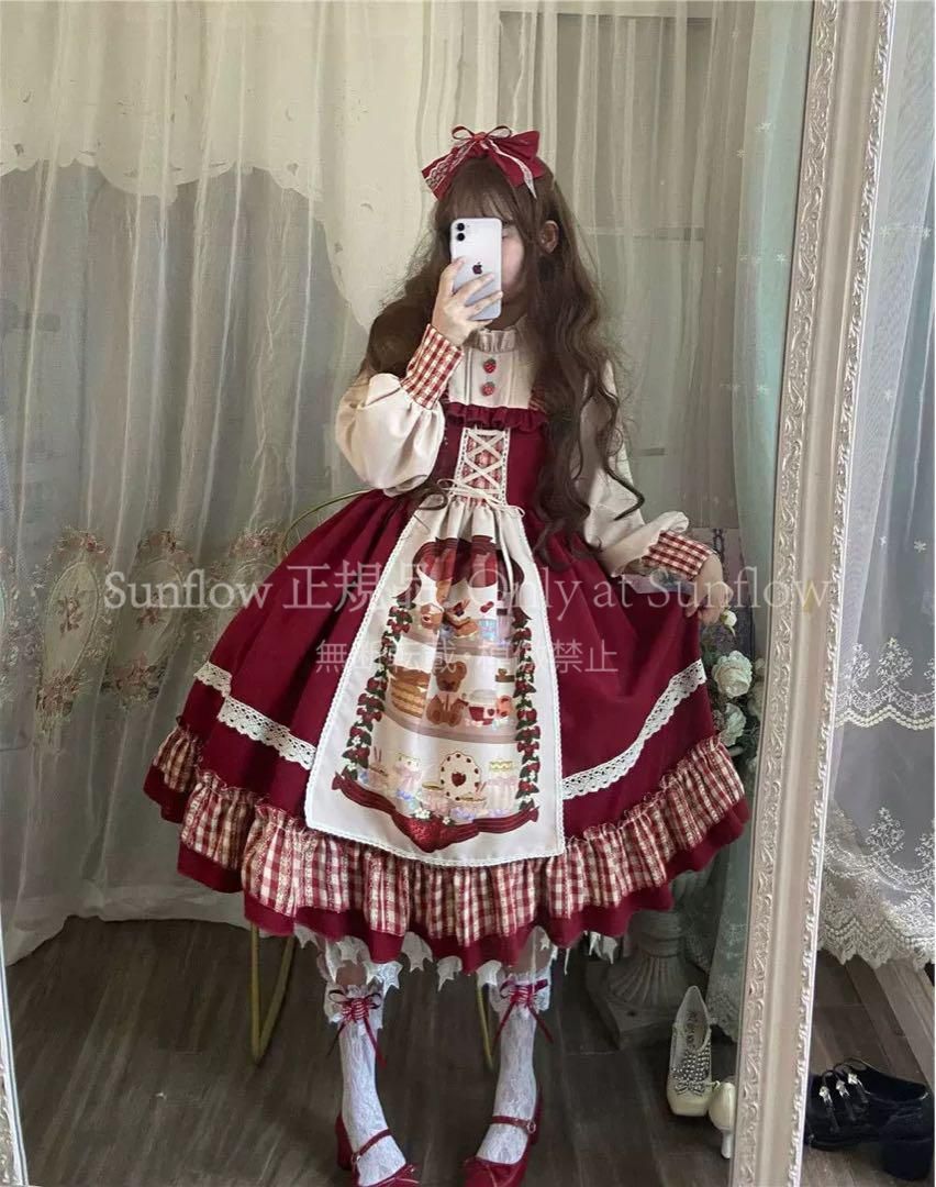 ♥ チェック柄ロリータワンピース-ポンチョ?女子会お出かけに最適2点セット