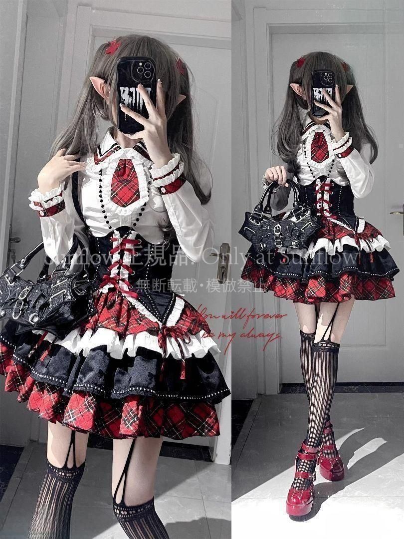 ロリータ オリジナル jsk ワンピース チェック柄 ドレス 撮影会 舞台 イベント