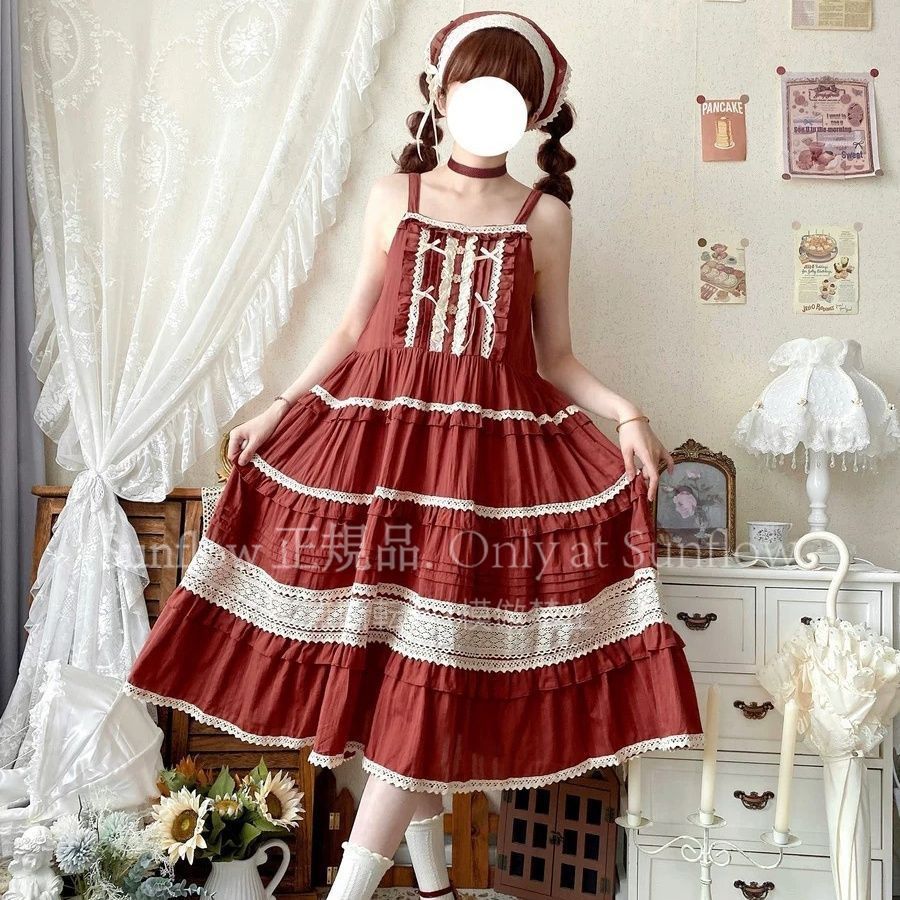 純綿カントリーロリータ大スカートハーネスロングドレス JSK 撮影会 イベント用 プレゼント用
