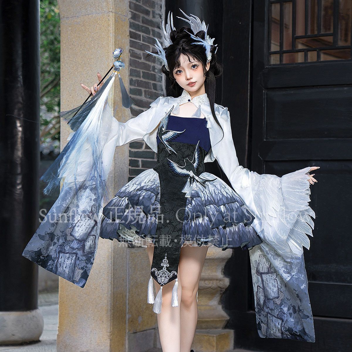 オリジナル 藍羽雀 OPドレス ロリータ 中華風 ロリータセット 高品質素材 舞台撮影用 イベント用 プレゼントに最適 キャラクター再現 コスプレ大会 推し活 撮影会用 コスプレイベント 衣装