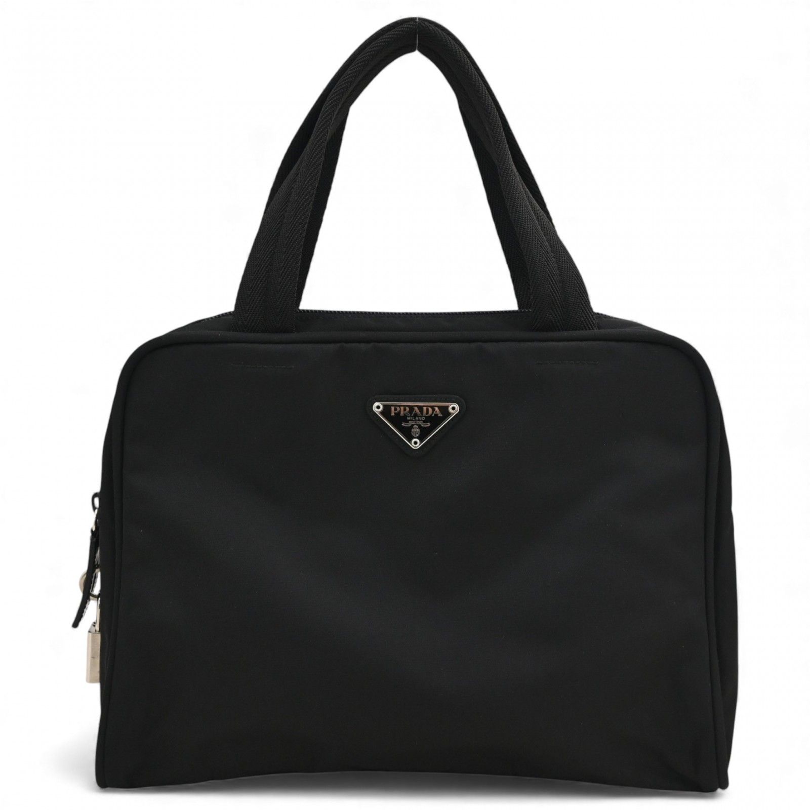 PRADA プラダ ナイロン ハンドバッグ 黒 ブラック プラスチックハンドル PRADA プラダ ナイロン ハンドバッグ 黒 ブラック プラスチック