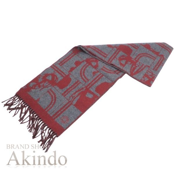 HERMES エルメス　マフラー ボルドー/赤 HERMES（エルメス）マフラー 赤 サイズ:- レディース/2200630269039