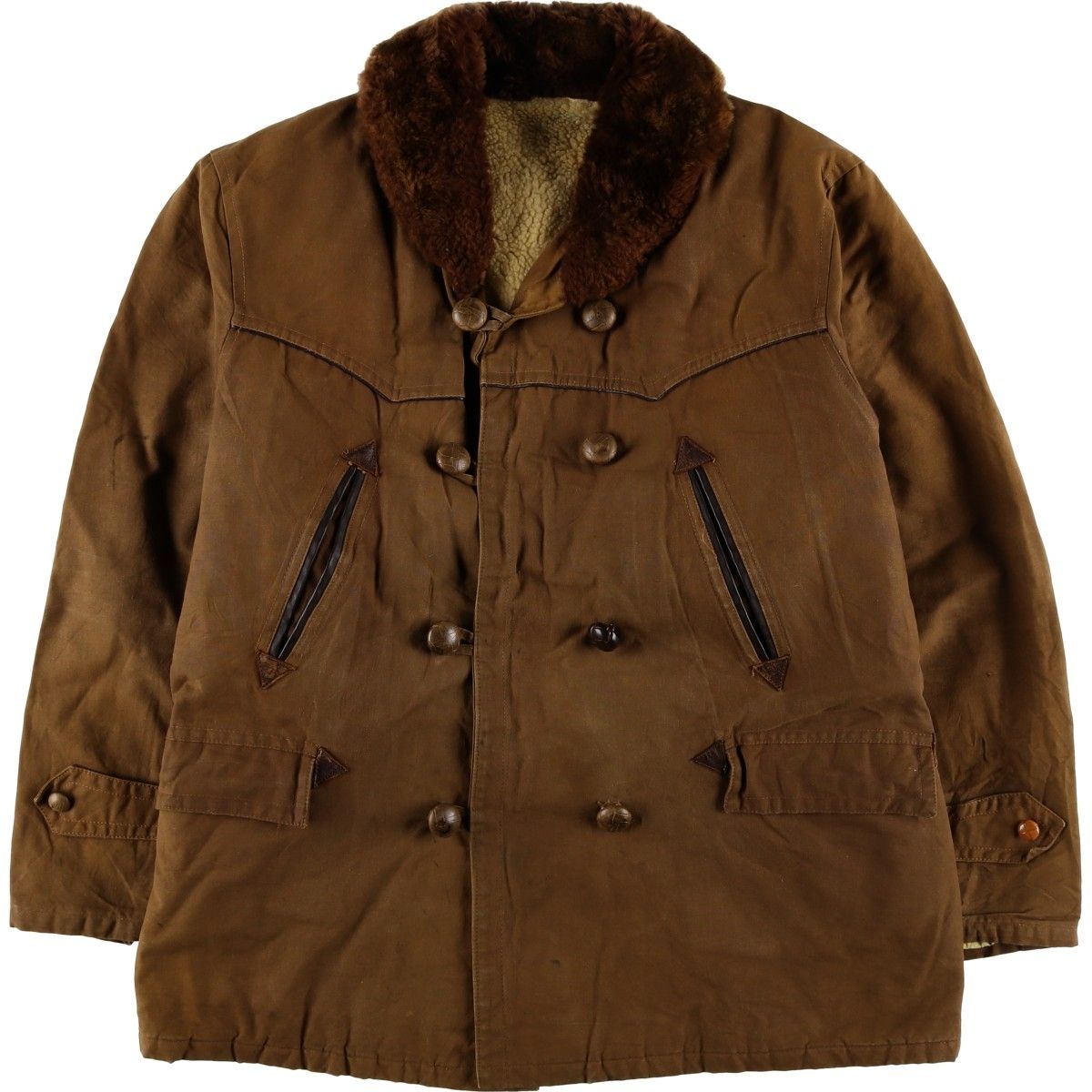 古着 UNKNOWN カナディアンジャケット ダブルブレスト ボアジャケット メンズL相当 ヴィンテージ eaa 597114