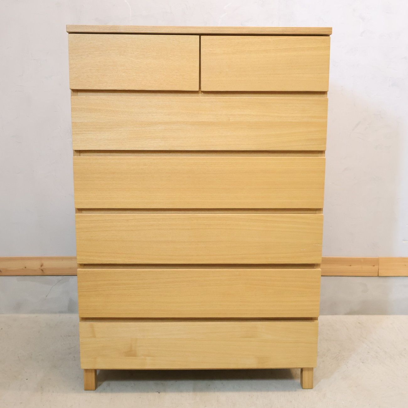 無印良品 MUJI タモ材 木製 チェスト 6段 ワイド ナチュラル シンプル