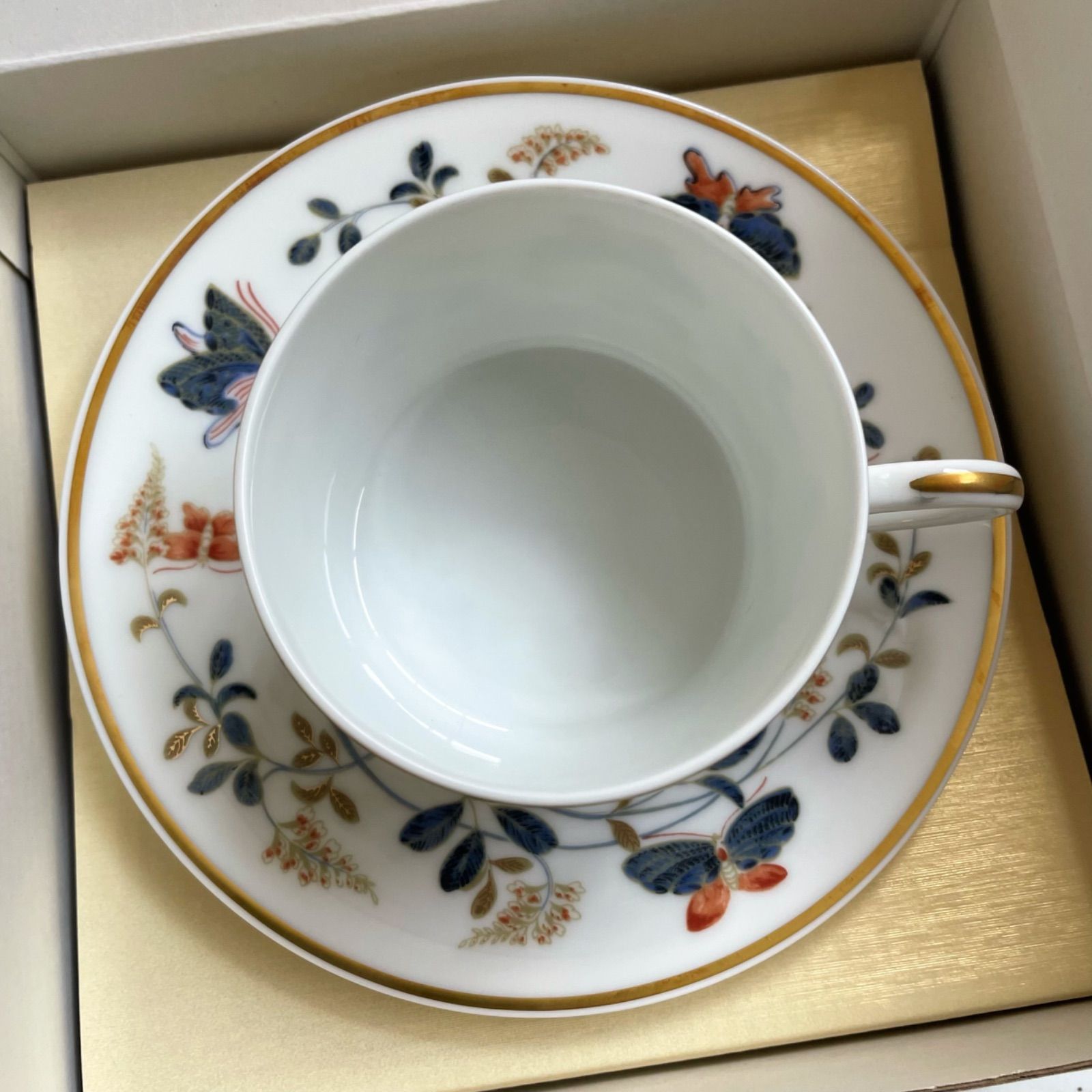 オリジナルパッケージ入り リモージュ レイノー 金彩蝶と花文 カップ＆ソーサー1客