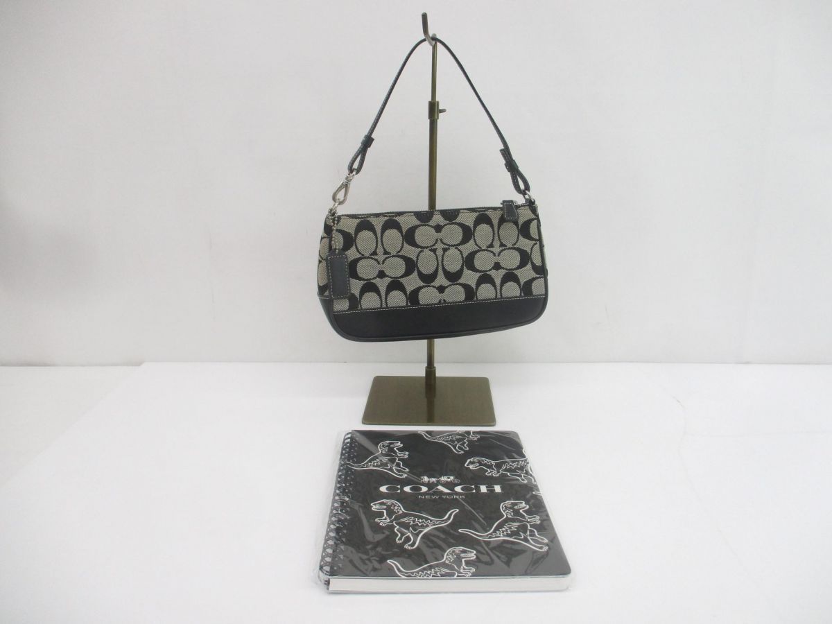 良品 コーチ COACH シグネチャー アクセサリーポーチ ハンドバッグ