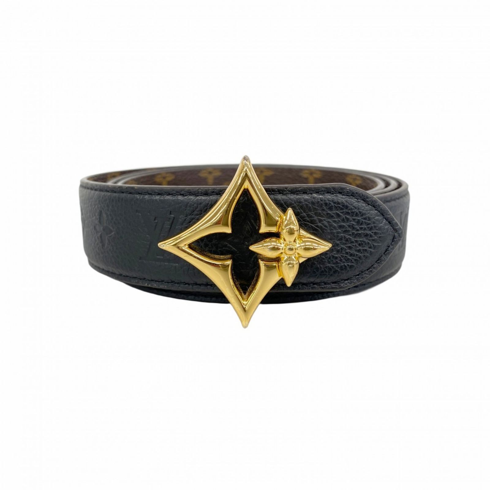 ルイ ヴィトン Louis Vuitton ベルト モノグラム アンプラント フラワーグラム 30 MM リバーシブル M 8373 V ブラック ブラウンレディース