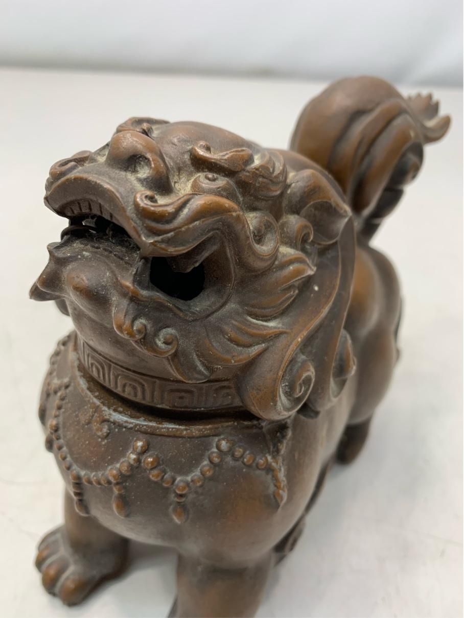 貴重 獅子香炉 高岡銅器 在銘 亜鉛合金 金属工芸 骨董 アンティーク