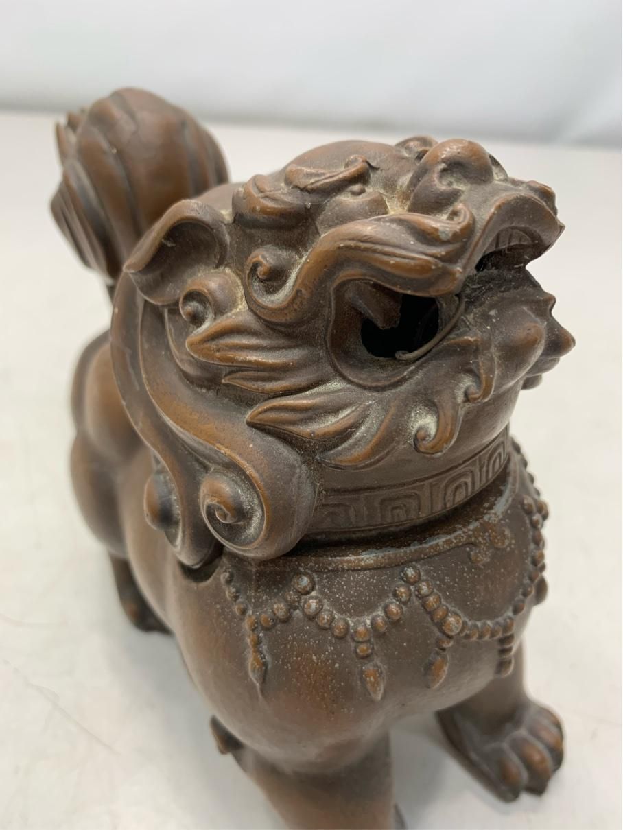 貴重 獅子香炉 高岡銅器 在銘 亜鉛合金 金属工芸 骨董 アンティーク