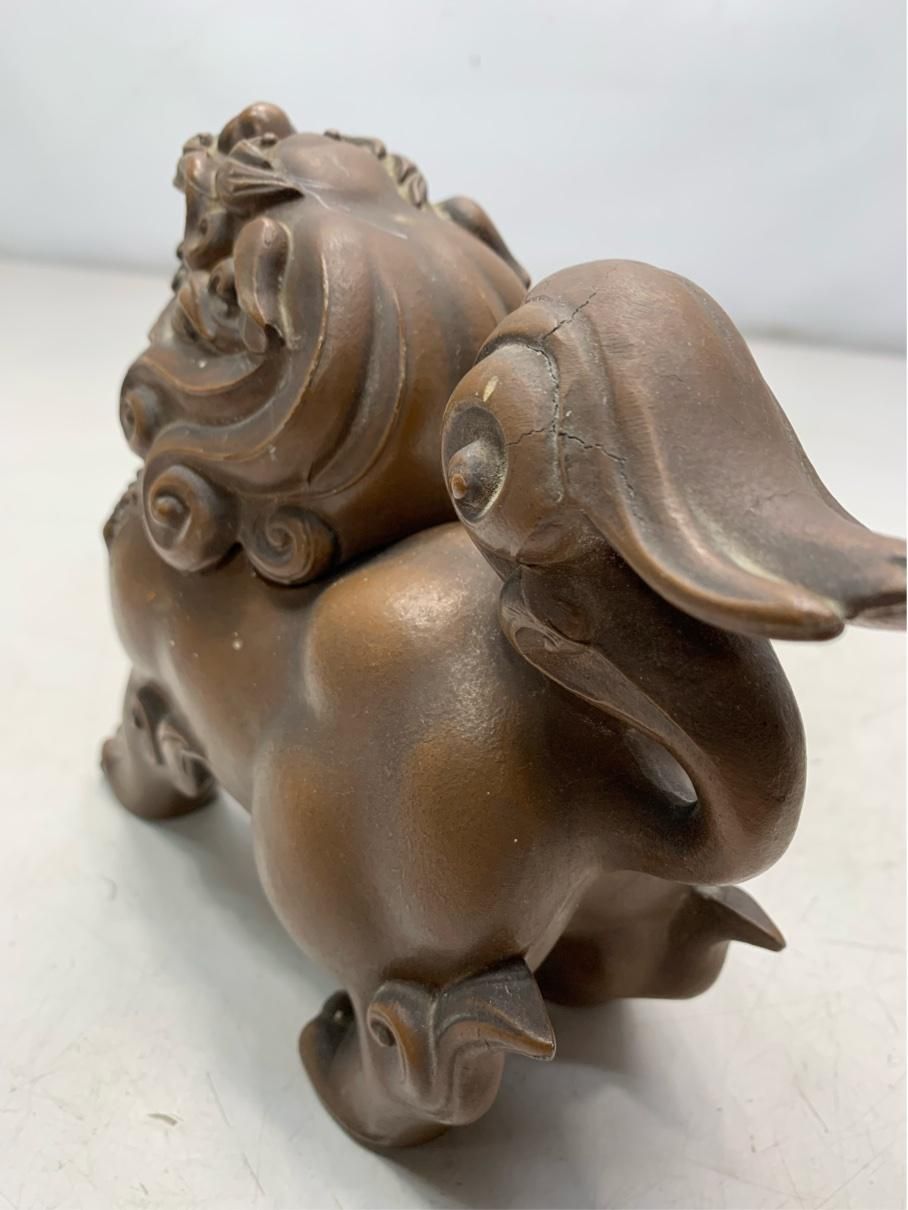 貴重 獅子香炉 高岡銅器 在銘 亜鉛合金 金属工芸 骨董 アンティーク