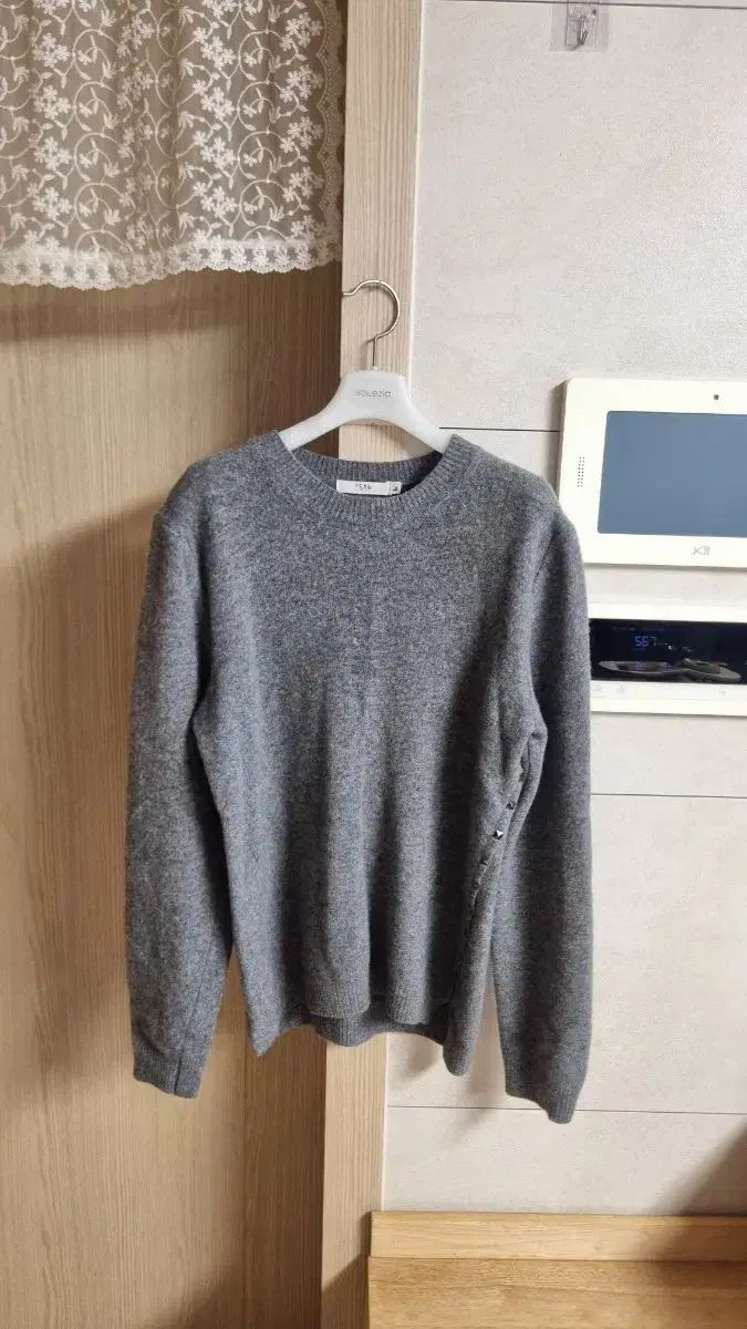 *516 グレー ウール カシミア ブレンド ニット L
