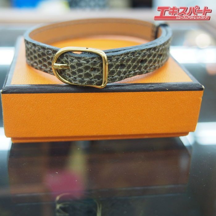 HERMES 猫用首輪 コリエ プール シシャ リザード 中古品 ブラウン 
