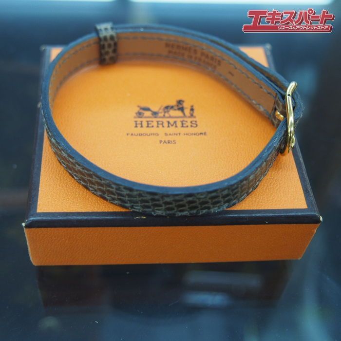 HERMES 猫用首輪 安い コリエ プール シシャ リザード 品 ブラウン