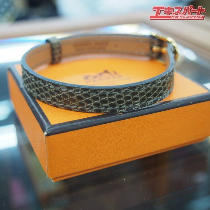 HERMES 猫用首輪 コリエ プール シシャ リザード 中古品 ブラウン