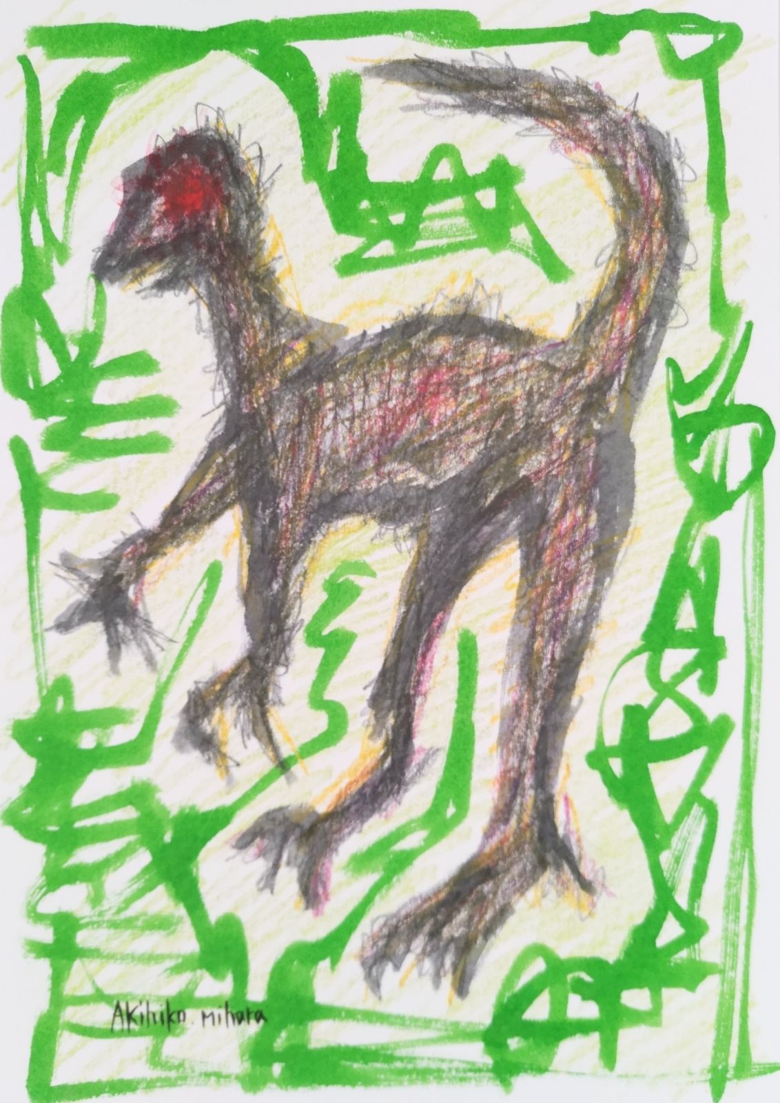 三原彰彦 サロン・ドトーヌ入選作家 [草原の恐竜]ドローイング 原画