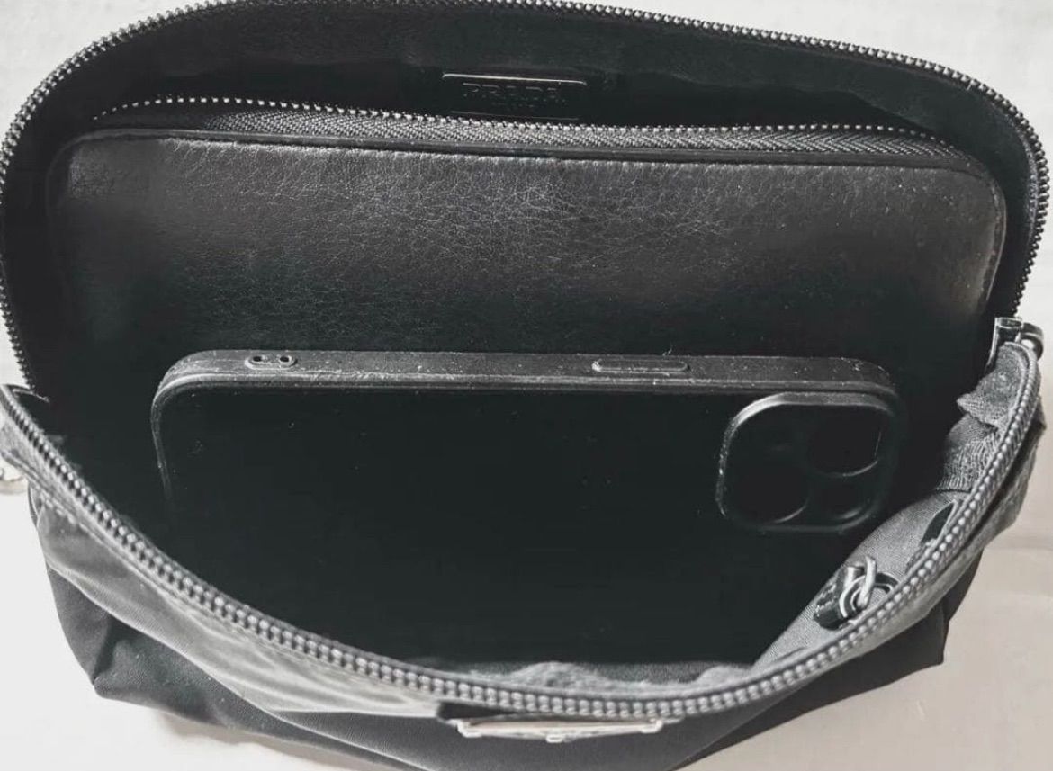 美品◇ PRADA プラダ ナイロンxレザー クロスボディ ショルダーバッグ