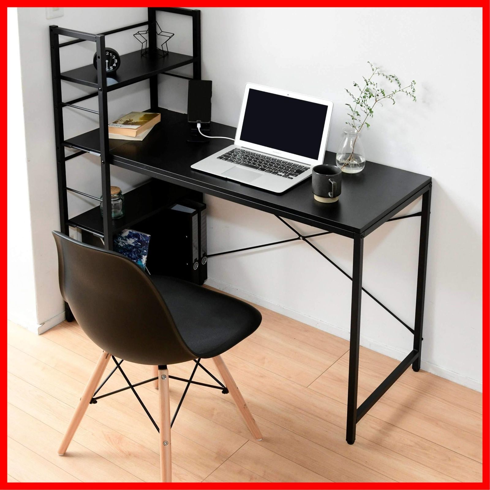 メルカリ最安値☆ デスク パソコンデスク 奥行49×高さ112cm 組立品 天板耐荷重60kg 2口