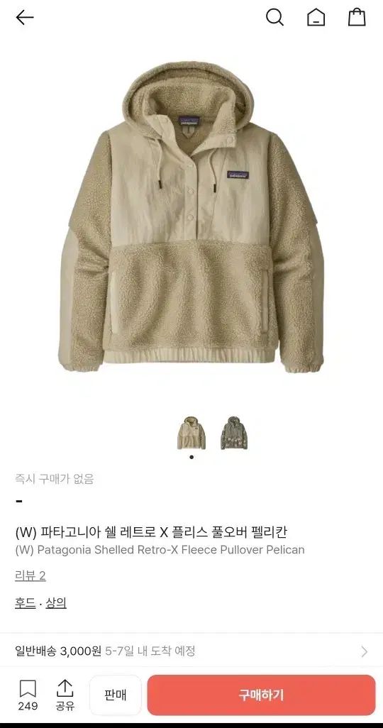 パタゴニア シェルド レトロ フリース ペリカン アノラック M