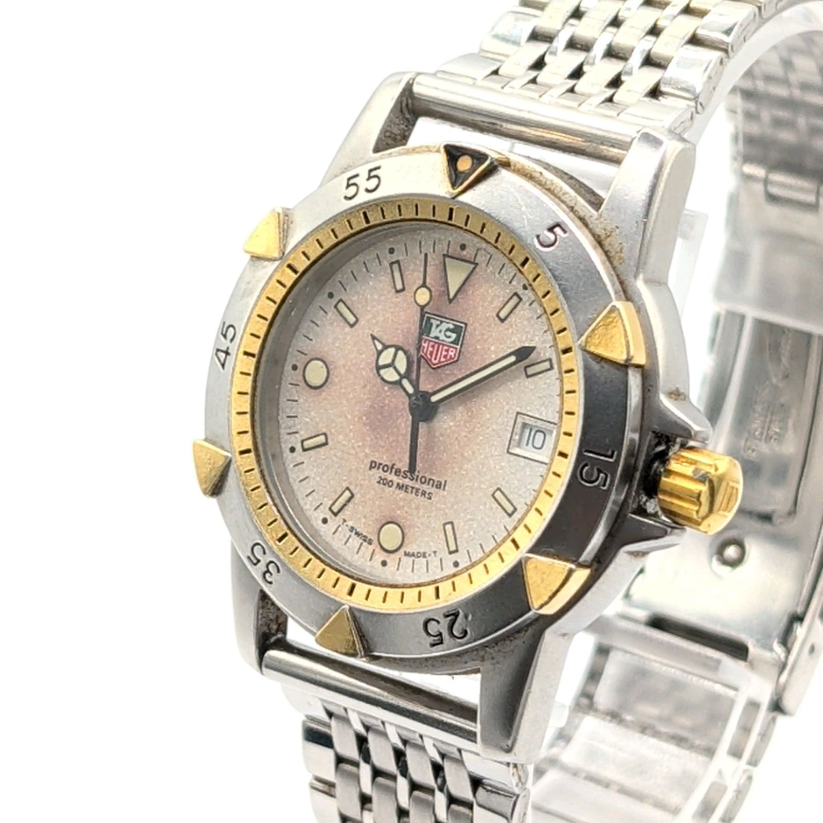 TAG HEUER Professional 955.713 G S EL Watch QZ Men Silver Combi Date Y 2 K 00 タグホイヤー セル 時計 クオーツ レディース ゴールド シルバー コンビ デイト 稼働品