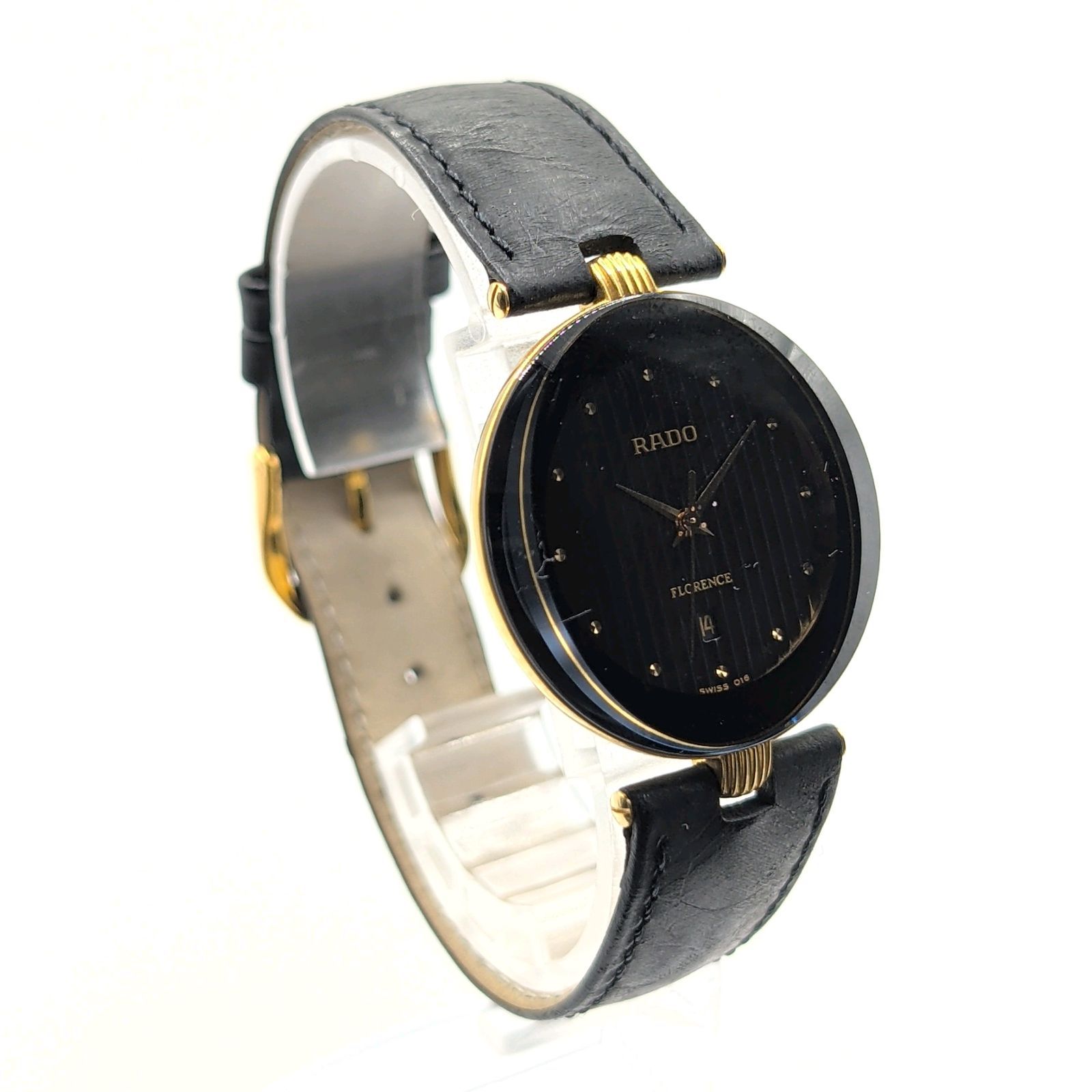 動作未確認　ラドー　フローレンス　クォーツ　152.3694 フェイスのみ RADO FLORENCE 152.3694.2 Watch QZ Ladies Gold Black Dial Date Y2K