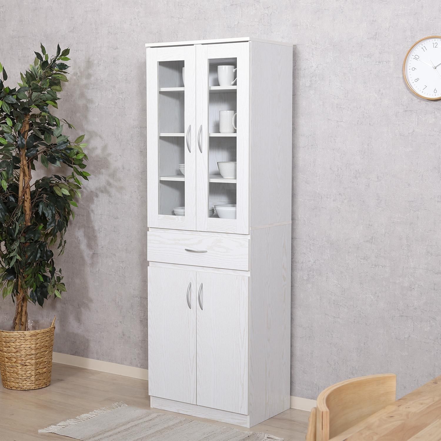 ハイタイプ スリム キッチンボード 幅60 cm 食器棚 キッチン収納 食品ストック カップボード 食器棚 キッチンカウンター キッチン収納 家具 インテリア