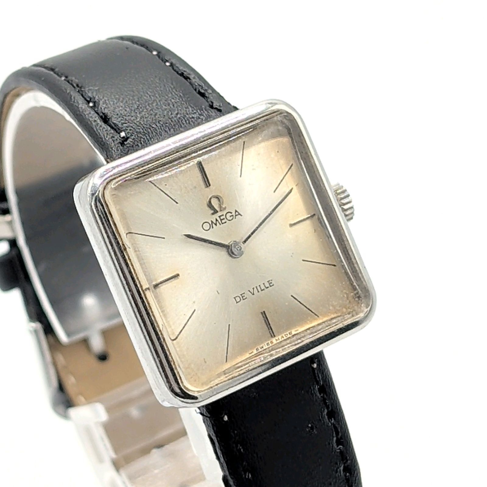OMEGA DE VILLE Watch Hand-winding Ladies Silver Y 2 K 00 S Vintage Working オメガ デビル 時計 レディース 手巻き式 シルバー スクエア ヴィンテージ 稼働品