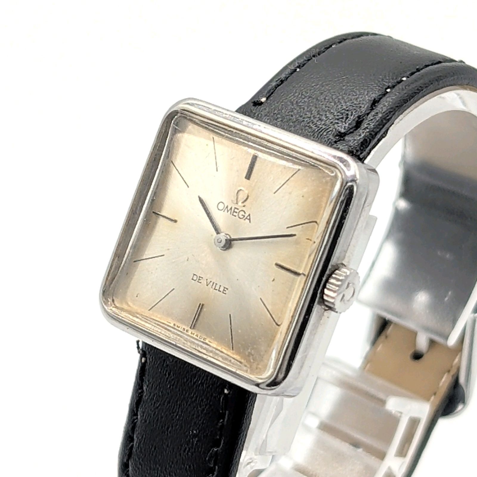 OMEGA DE VILLE Watch Hand-winding Ladies Silver Y 2 K 00 S Vintage Working オメガ デビル 時計 レディース 手巻き式 シルバー スクエア ヴィンテージ 稼働品