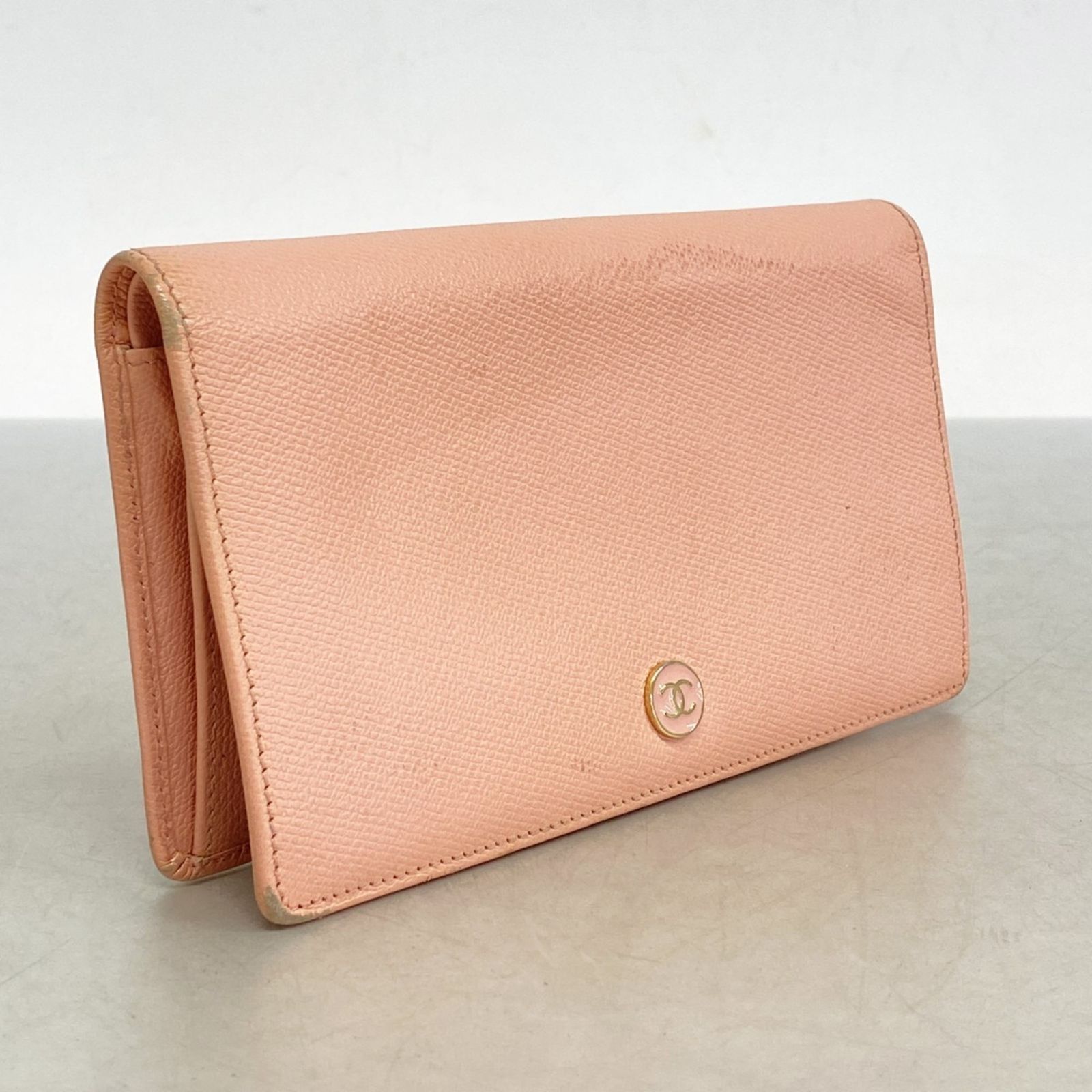 シャネル(Chanel) シャネル 長財布 ココボタン レザー ピンク