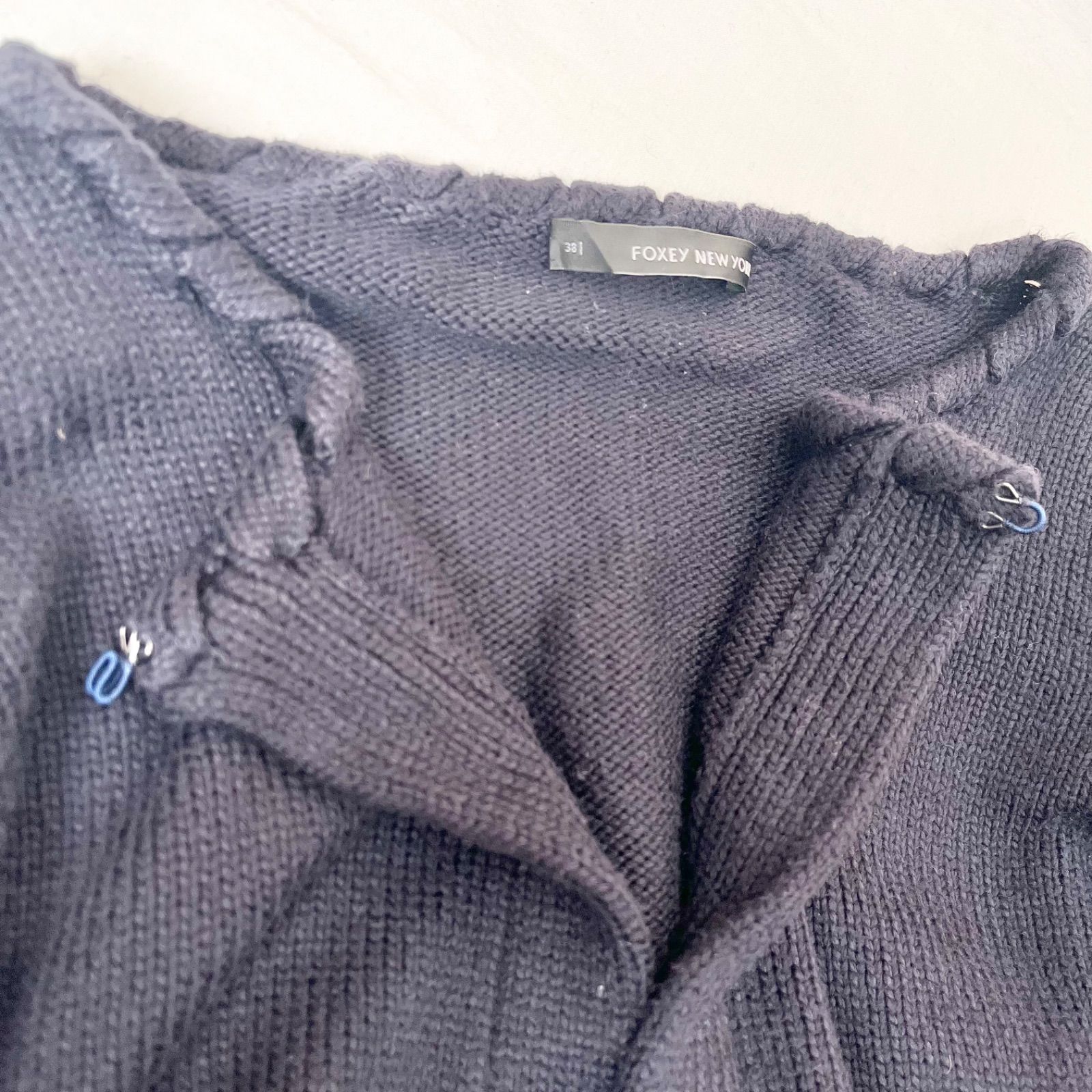 フォクシーニューヨークfoxy new yorkノーカラーニットジャケット38