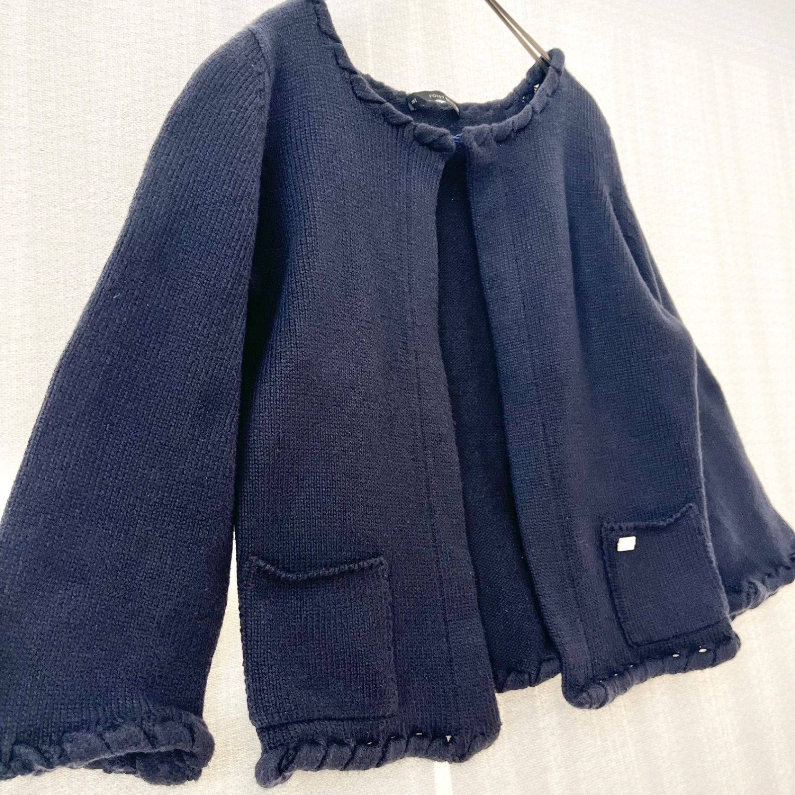 フォクシーニューヨークfoxy new yorkノーカラーニットジャケット38