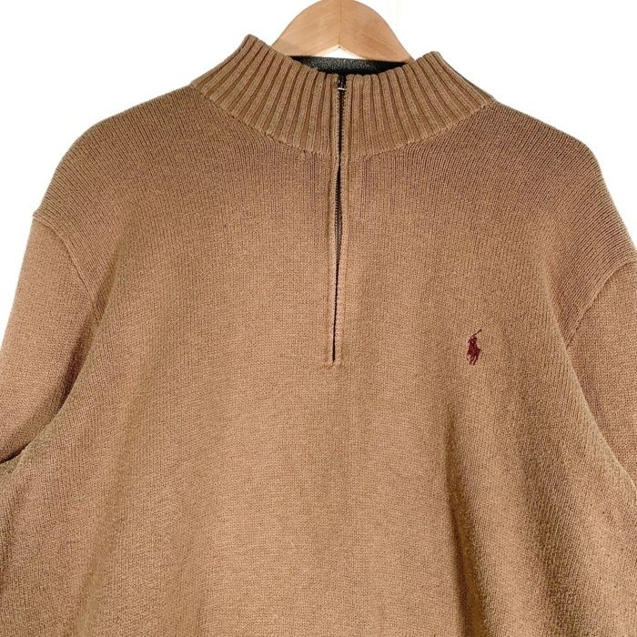 ✨️激レア✨ POLO ラルフローレン ニット スウェット ハーフジップ ベージュ Polo by Ralph Lauren ポロラルフローレン ハーフジップ コットン プル