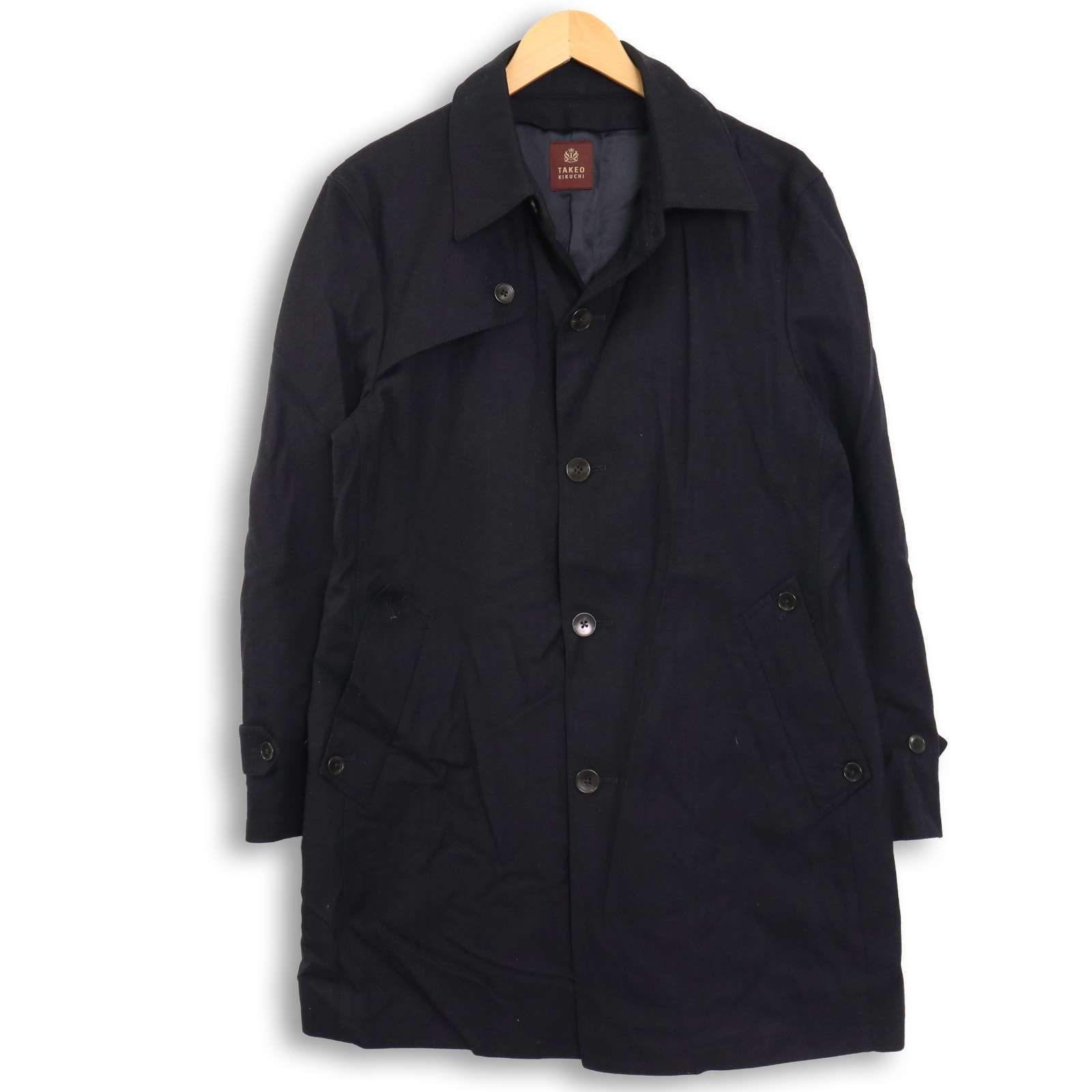 TAKEO KIKUCHI タケオキクチ 秋冬 ウール☆ ステンカラー コート Sz.2 