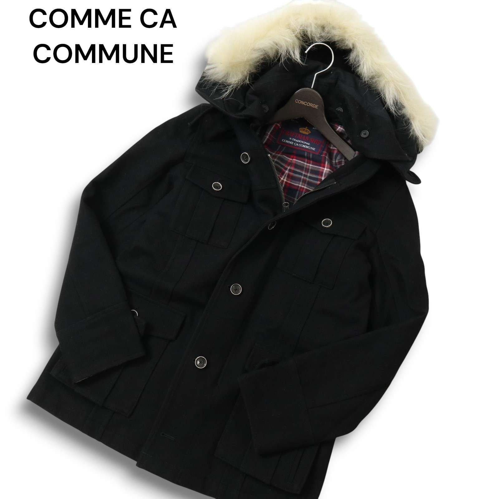 COMME CA COMMUNE コムサ コミューン 秋冬 リアル ファー フード着脱可 