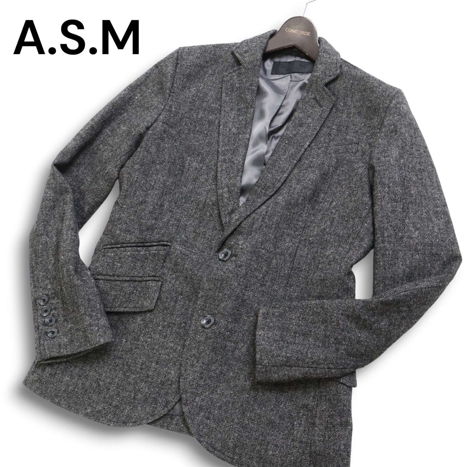 A.S.M アトリエサブ メン 秋冬 総裏 ウール☆ ツイード テーラード 