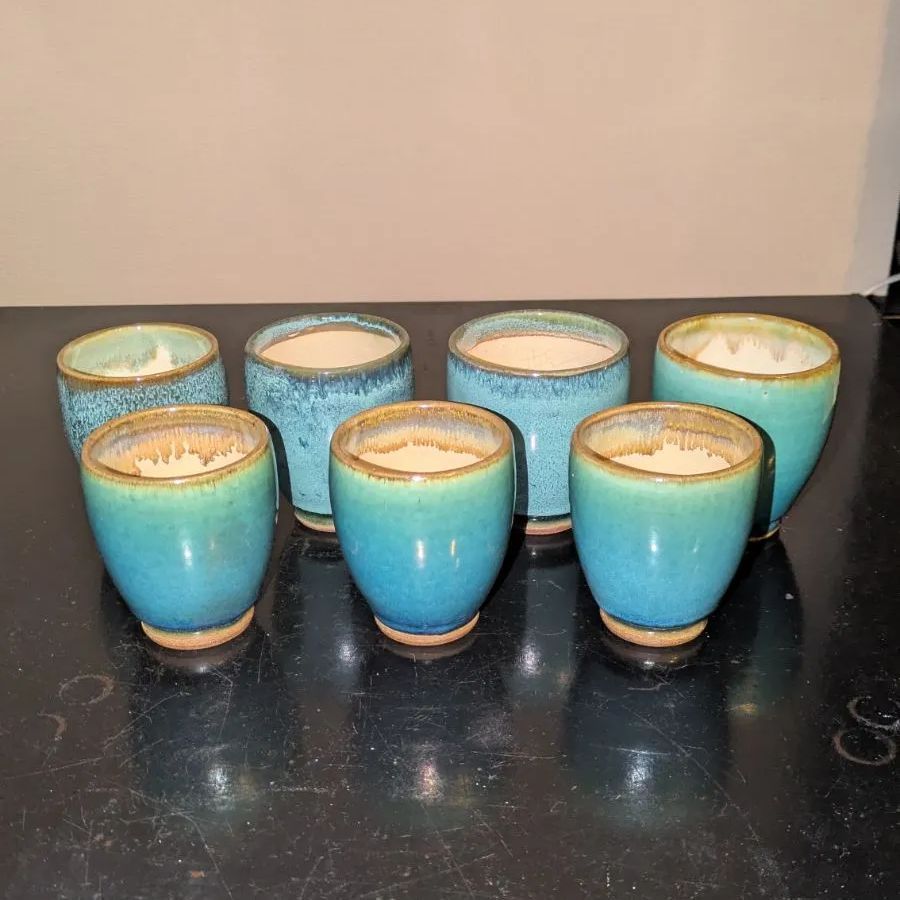 小樽焼 湯呑み 大小 セット 高さ約8〜9 cm ブルー