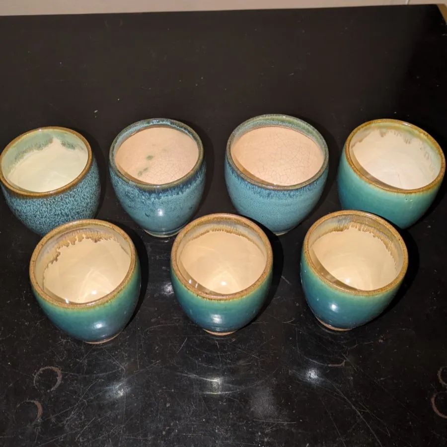 小樽焼 湯呑み 大小 セット 高さ約8〜9 cm ブルー