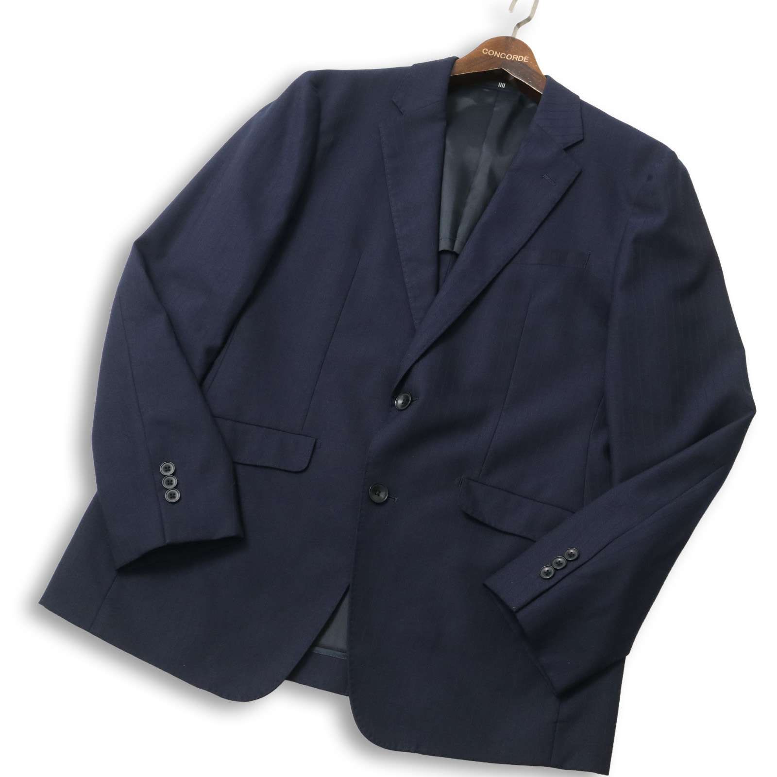SUIT SELECT スーツセレクト 通年 背抜き ストレッチ ストライプ テーラード ジャケット Sz.A6 メンズ ネイビー ビジネス