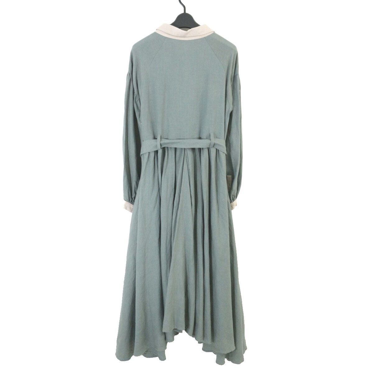 ha|za|ma 経年真価のワンピース(2017-18AWver.) ターコイズ hazama ハザマ 復刻 経年真価のワンピース (2017-18AW ver.) M